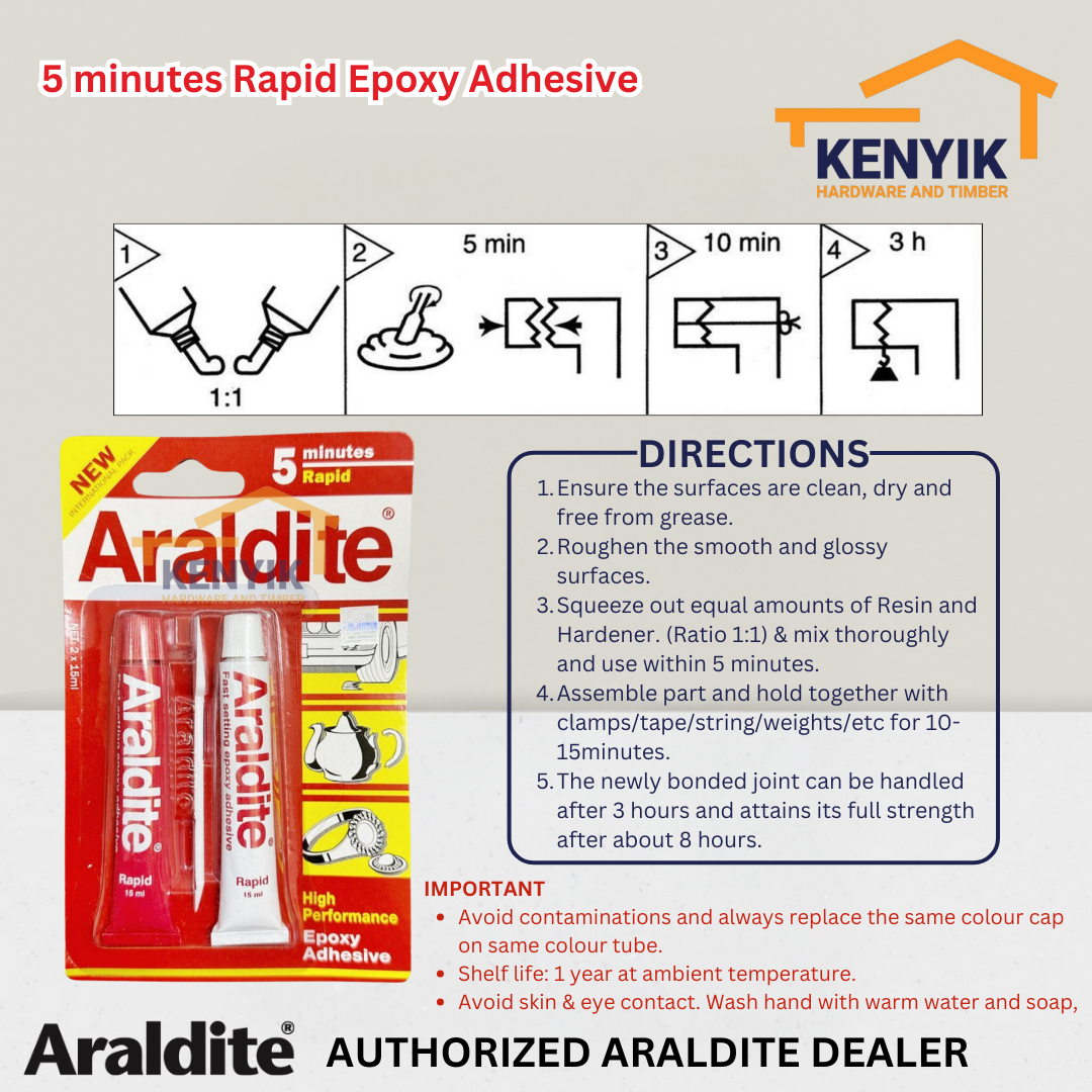 ARALDITE 2x15ml Rapid 5 Minutes Epoxy Adhesive (Clear)